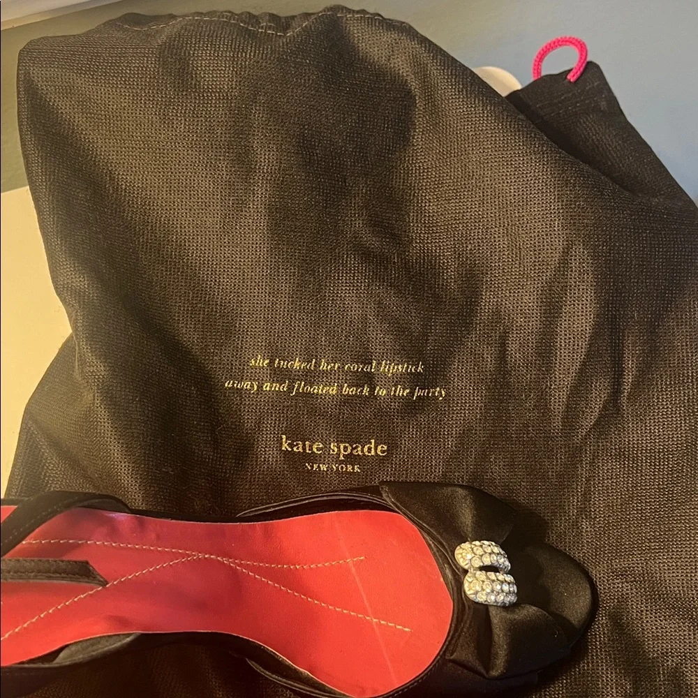 Kate Spade Black Heels with Crystal Bow